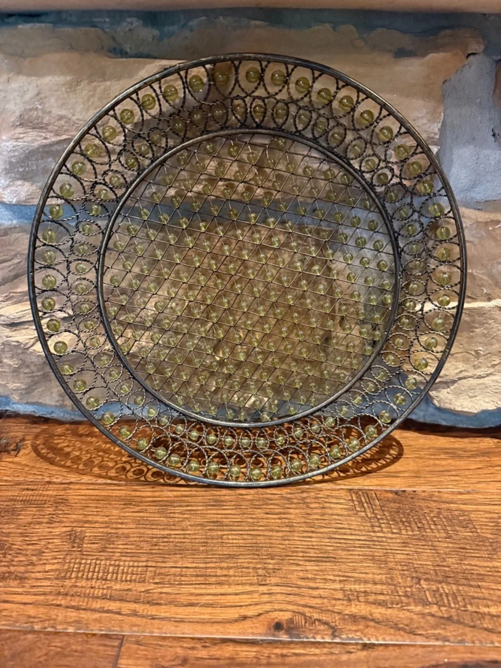 Decorative Green Woven Metal Accent Plate